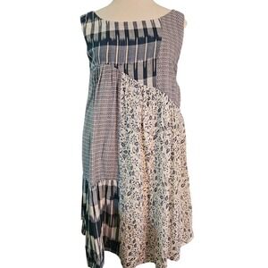 Holding Horses Anthropologie sleeveless patchwork dress women size S 100% cotton
